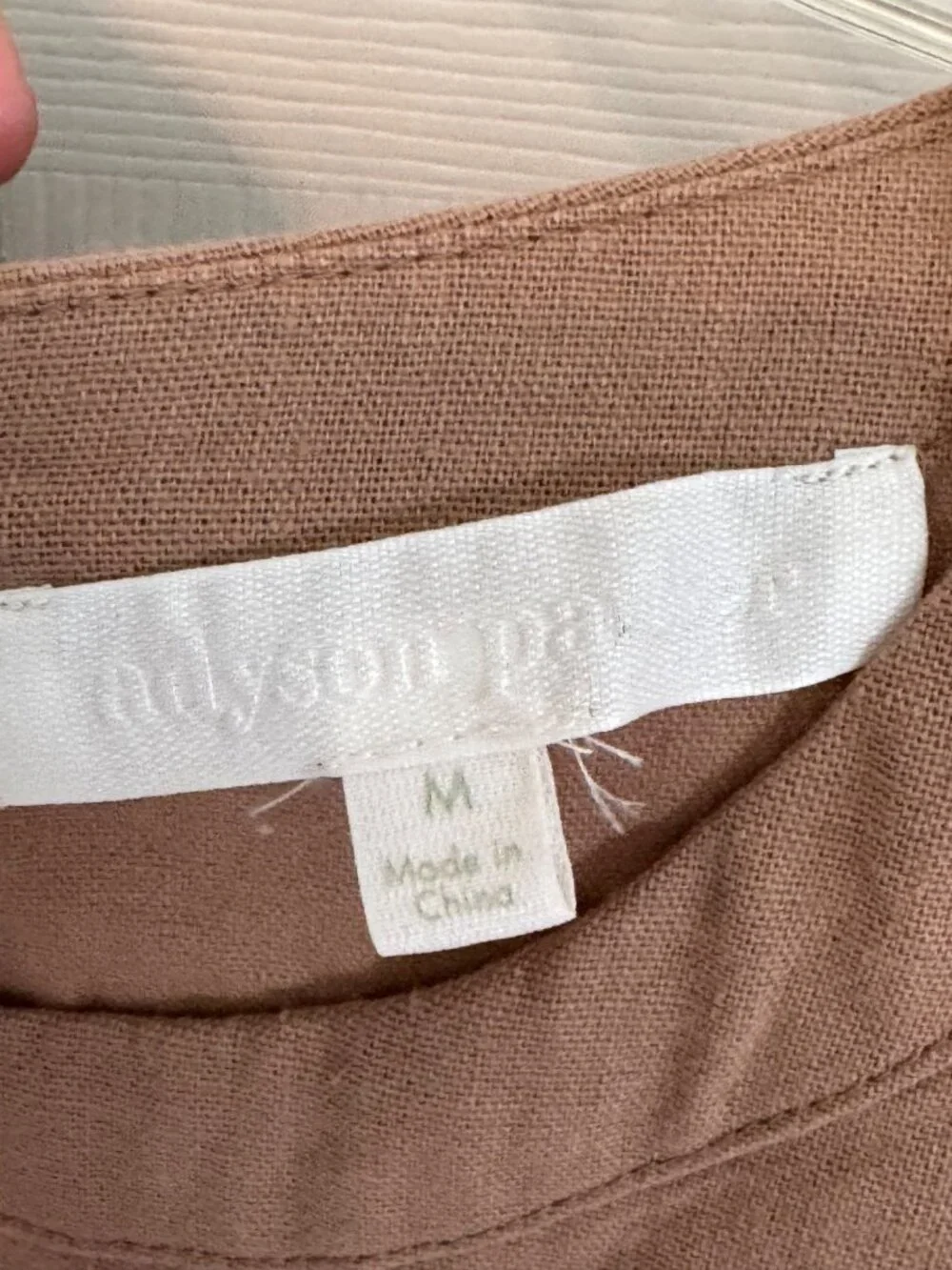 Adyson Parker Linen Blend Cap Sleeve Brown Baby Doll Mini Dress Size Medium - Picture 5 of 11